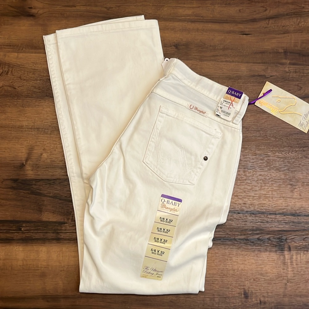 NEW Wrangler Off-White Color Cowgirl Riding Jeans Q-Baby Size 5/6 x 32